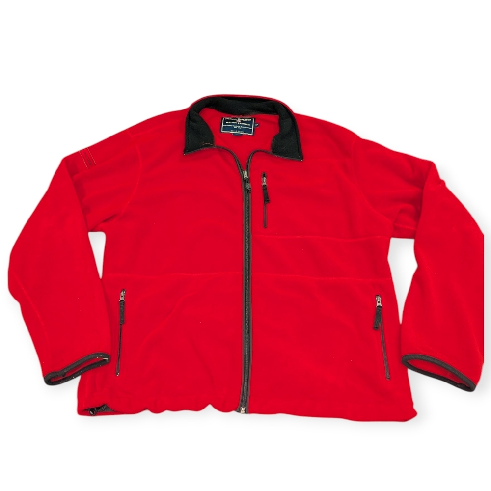 VINTAGE MEN’S POLO SPORT RALPH LAUREN POLARTEC FLEECE DESIGNER JACKET RED SZ XXL